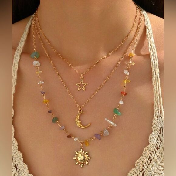 boho sun Necklace Set A1469 - Picture 1 of 3